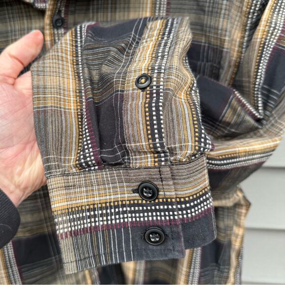 PrAna size L Rennin Plaid Long Sleeve Button Up Button Down Cotton Blend Shirt - Picture 12 of 13